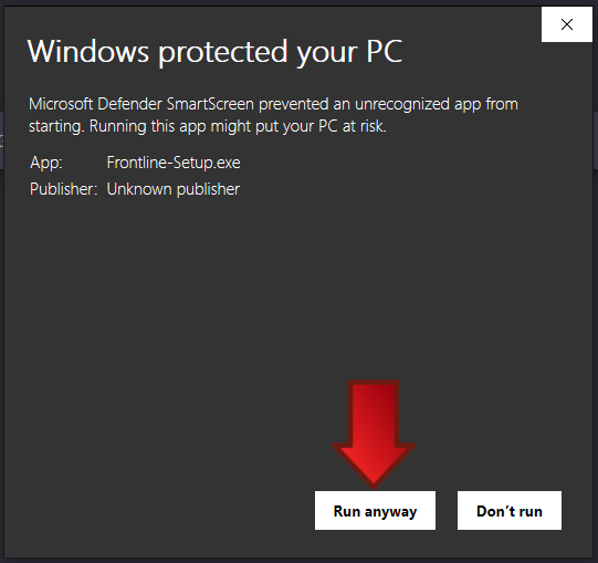 Click on Run anyway